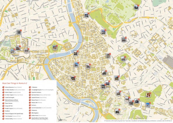 Turistinis Romos žemėlapis, Italija