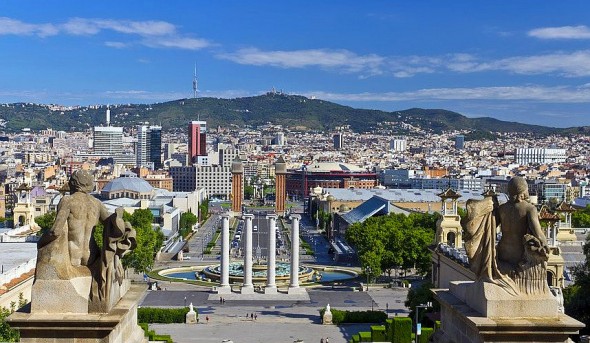 Vaizdas nuo Montjuic kalno Barselonoje