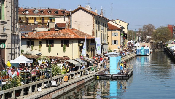 Navigli vandens kanalai Milane